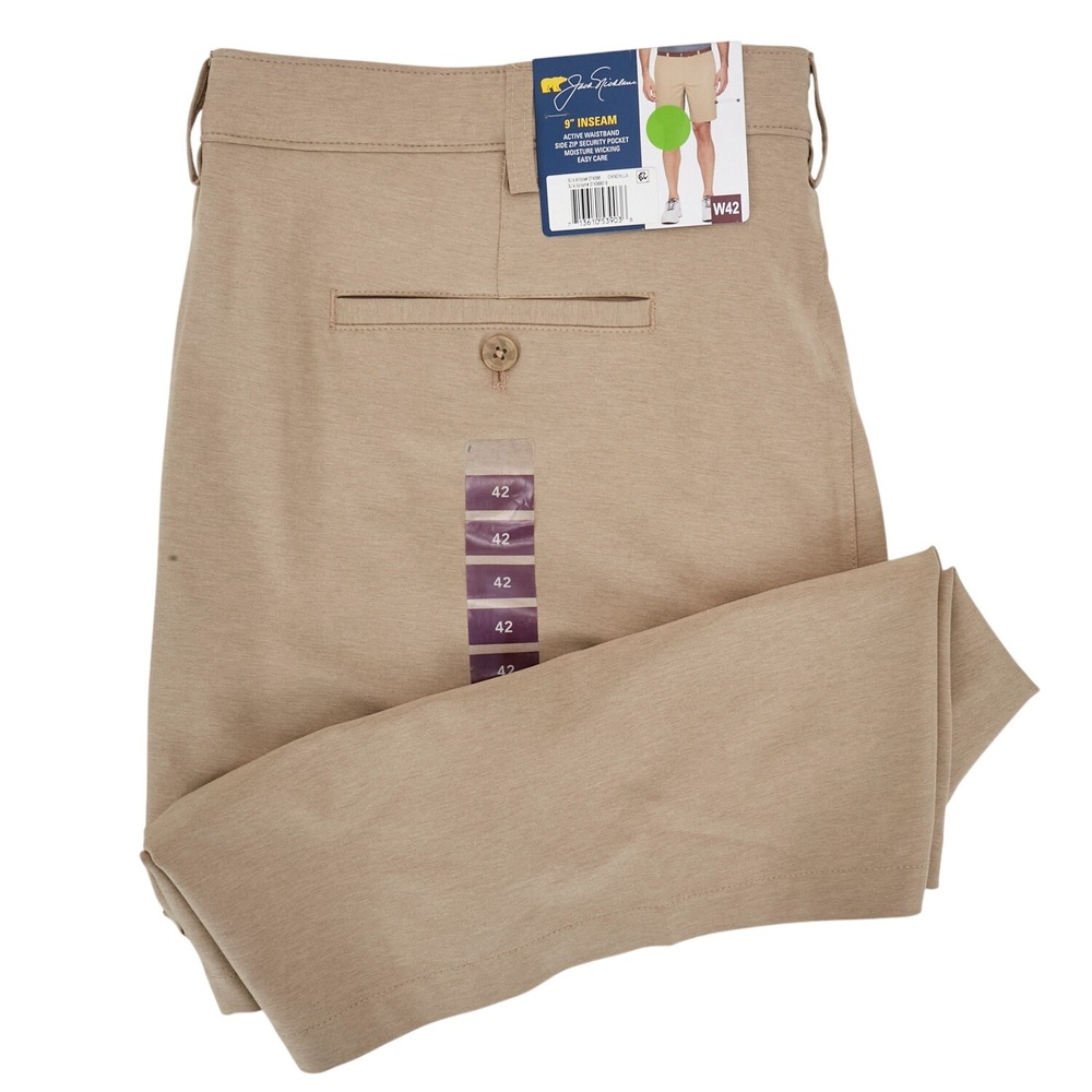 Jack Nicklaus Golf Shorts Mens 42 Tan Chinchilla Moisture Wicking Stretch BW1451